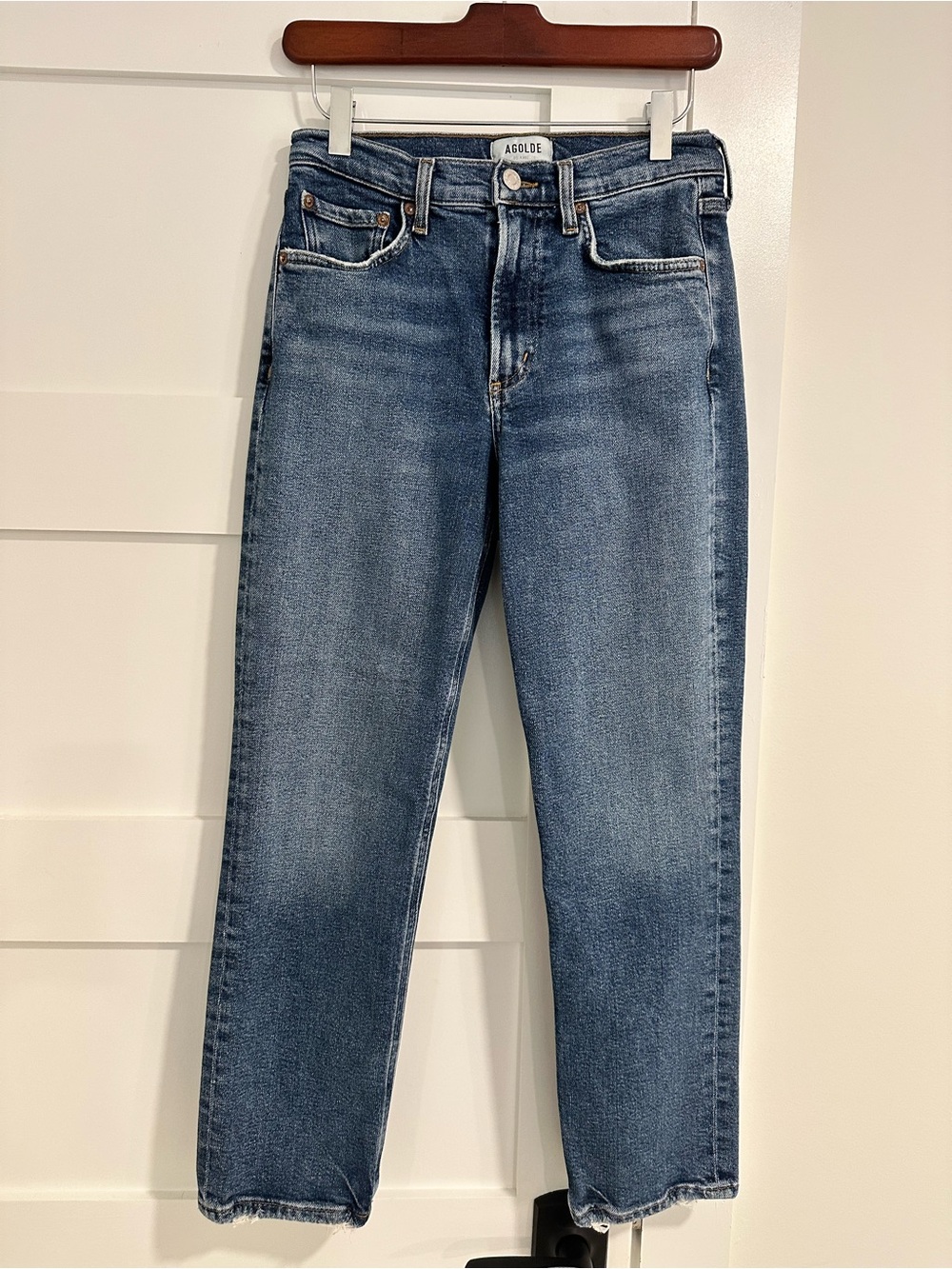 Agolde Women's Blue Straight Cropped Jeans